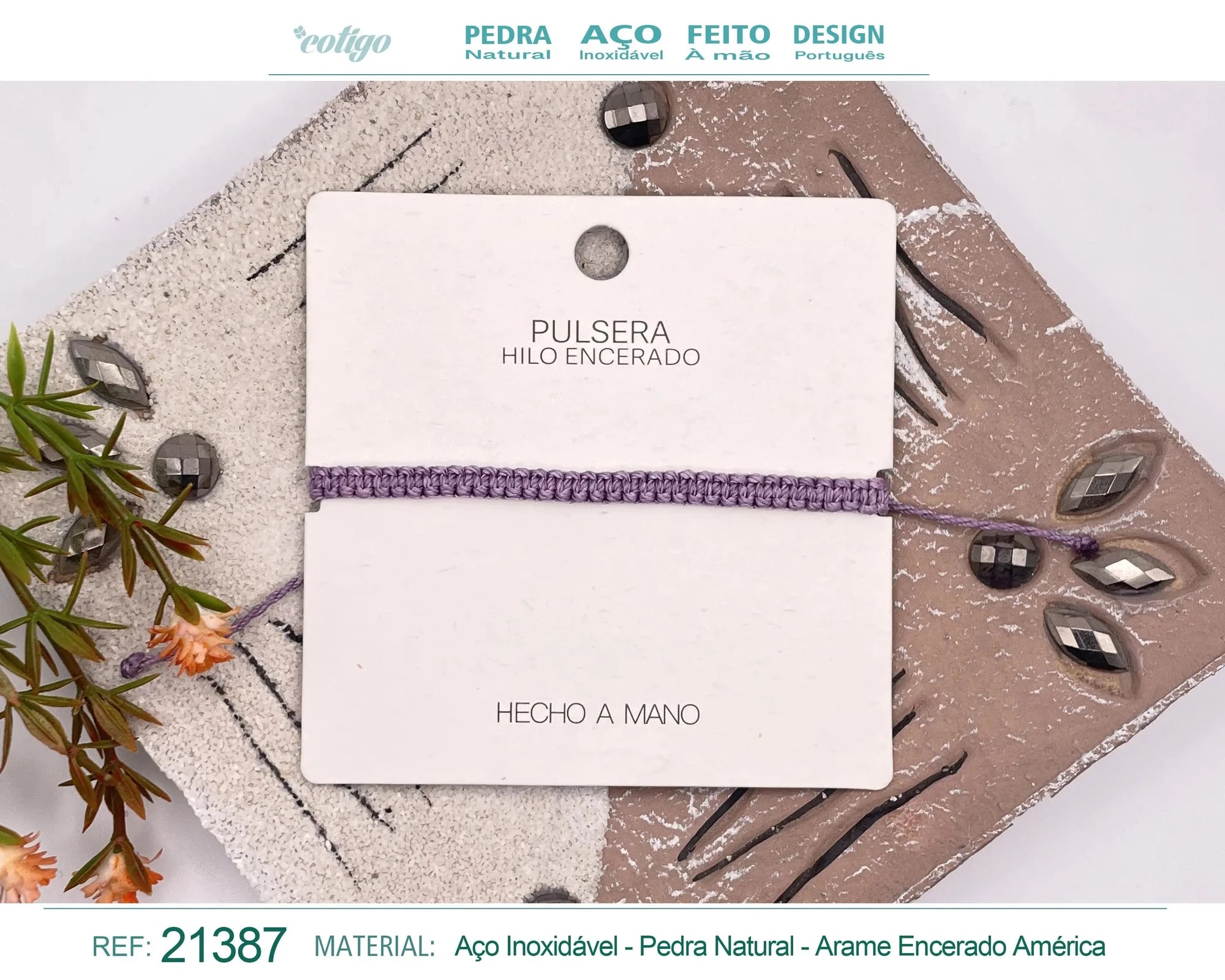 Pulsera Esencia Hilo Trenzado Morada Ajustable acabado