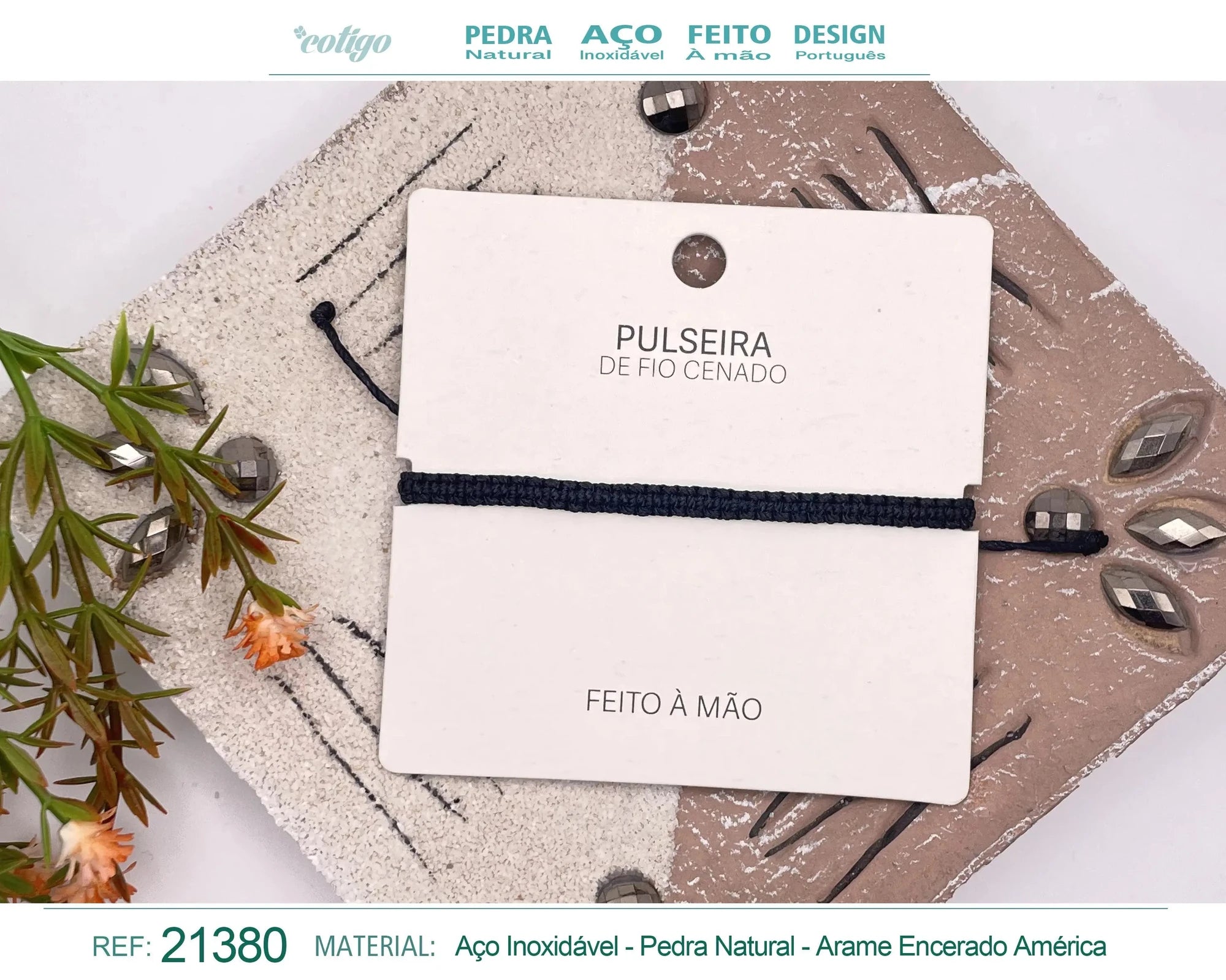 Pulsera Esencia Hilo Trenzado Negra Ajustable acabado