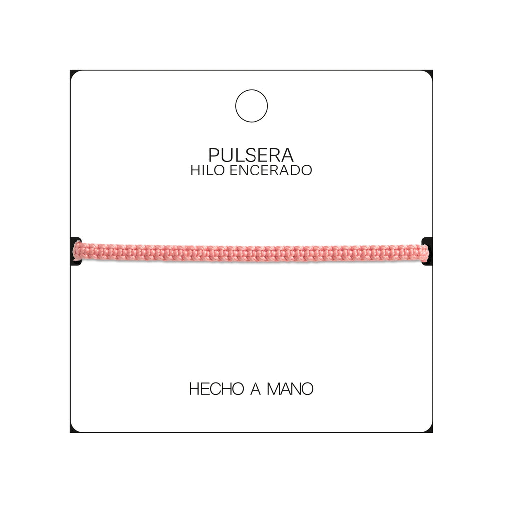 Pulsera Esencia Hilo Trenzado Rosa Pastel Ajustable detalle
