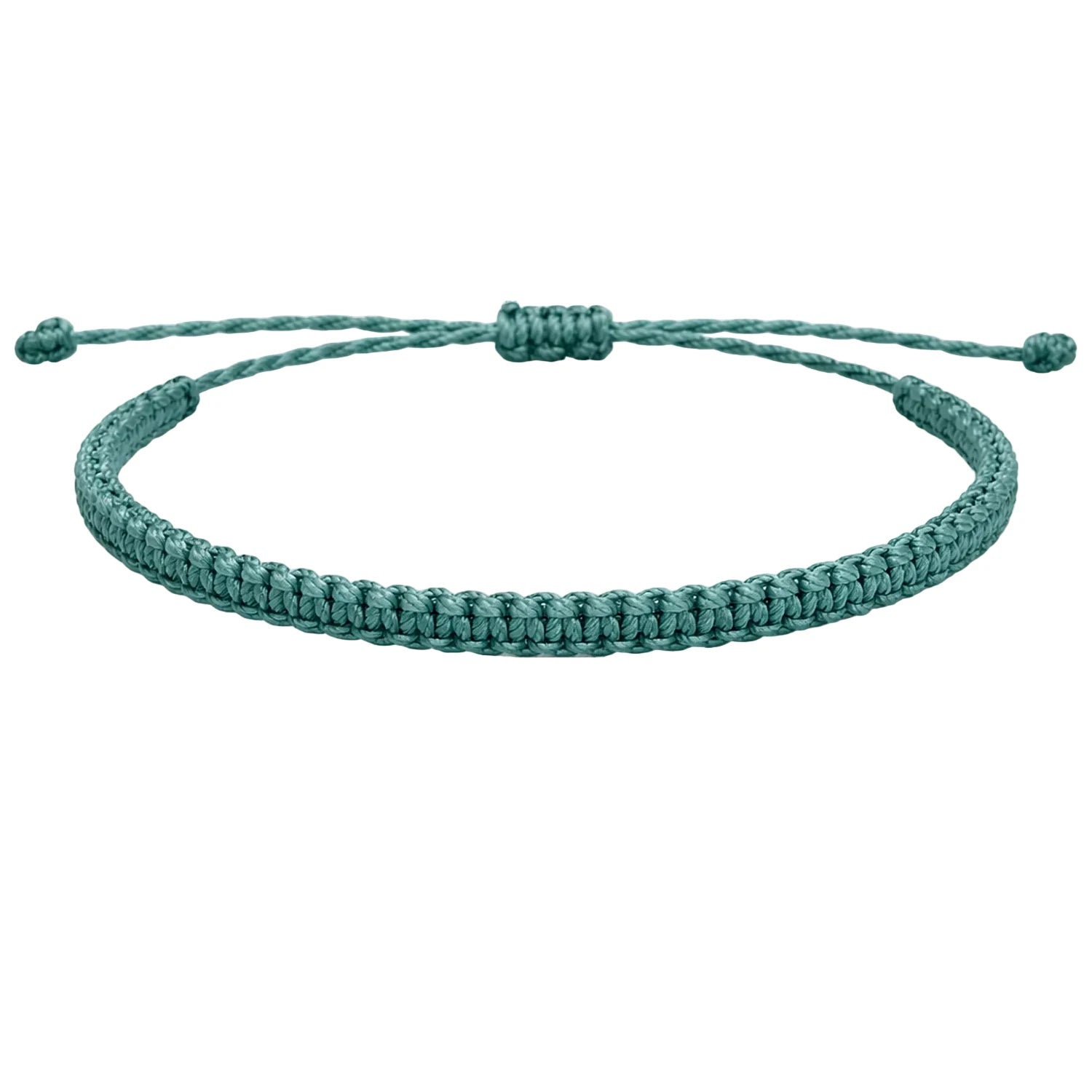 Pulsera Esencia Hilo Trenzado Verde Bosque Ajustable