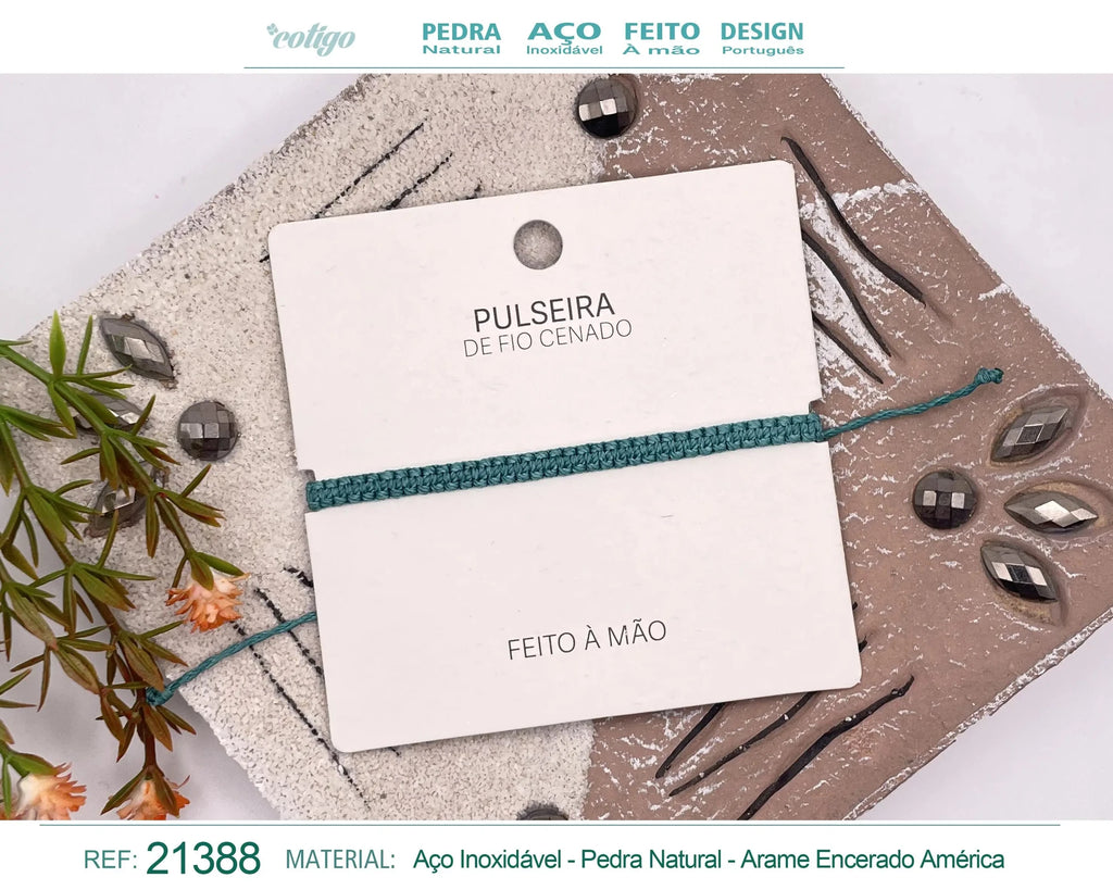 Pulsera Esencia Hilo Trenzado Verde Bosque Ajustable acabado