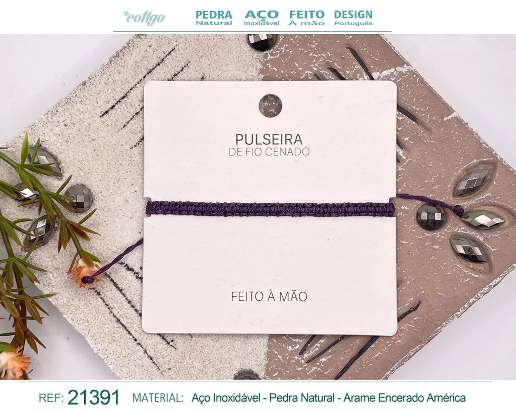 Pulsera Esencia Hilo Trenzado Violeta Ajustable acabado