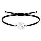 Pulsera Higa Hilo Negro Acero Plateado