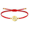 Pulsera Higa Hilo Rojo Acero Dorado