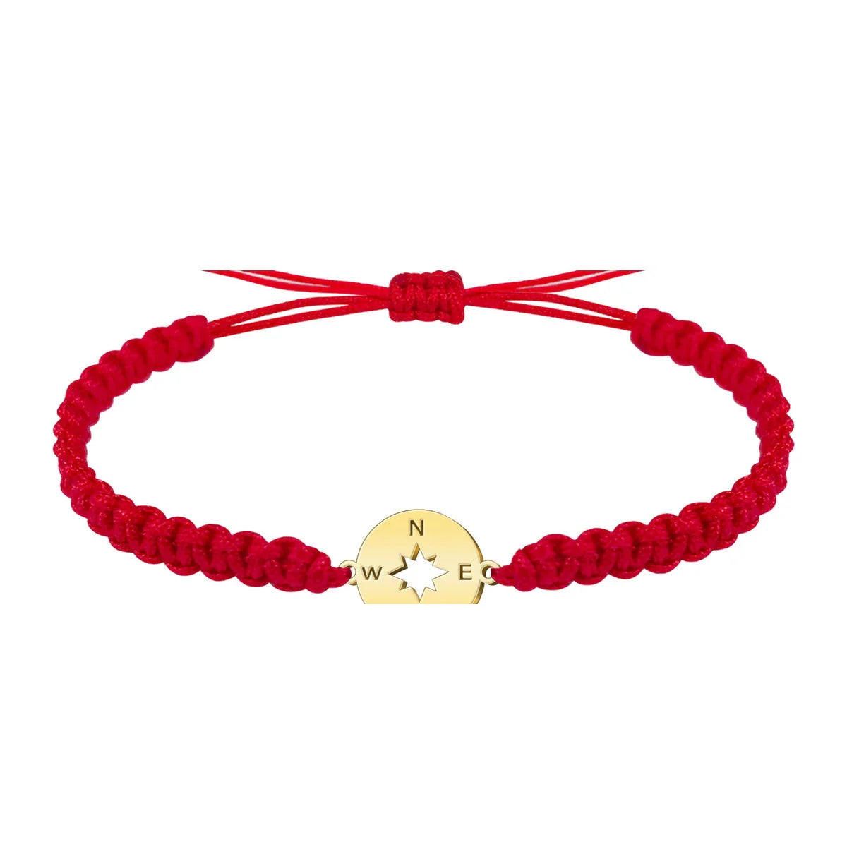 Pulsera Hilo Destino con Brújula Acero Dorado