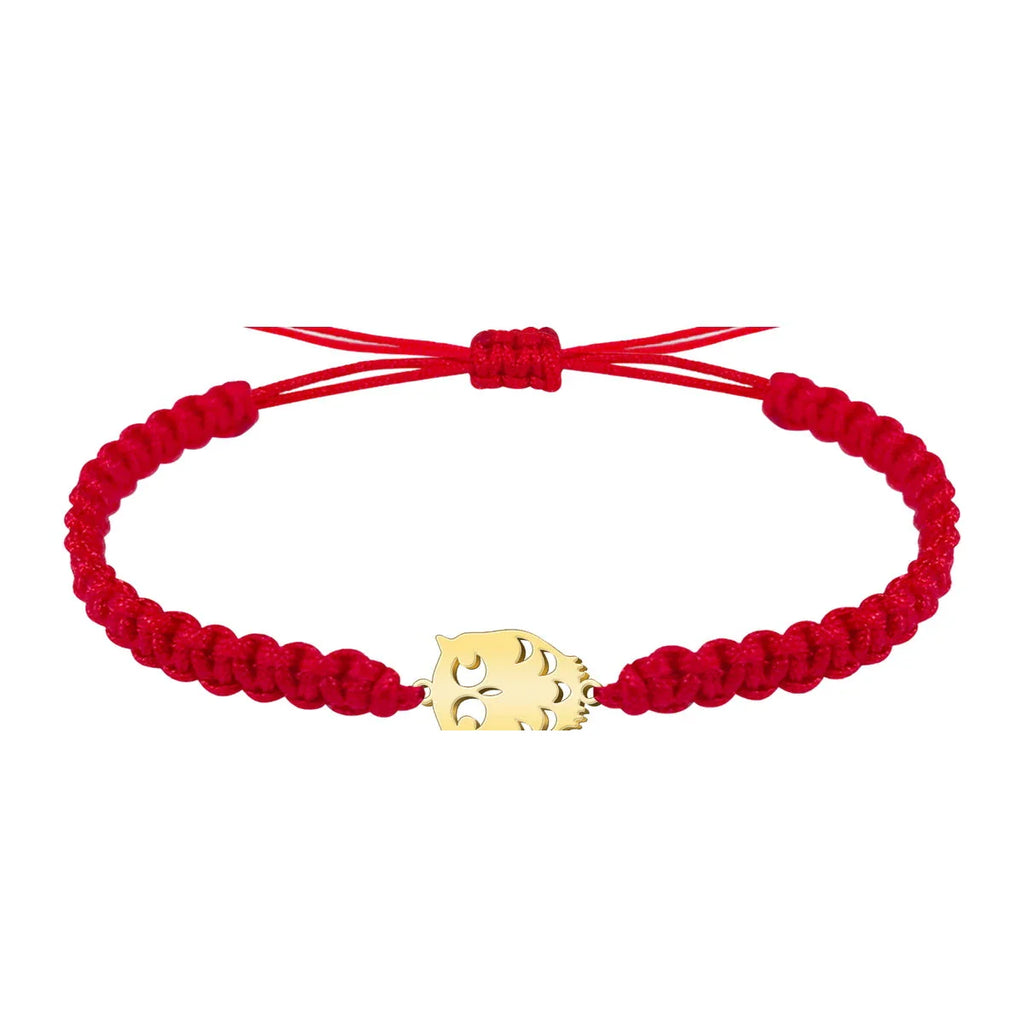 Pulsera Hilo Destino con Búho Acero Dorado