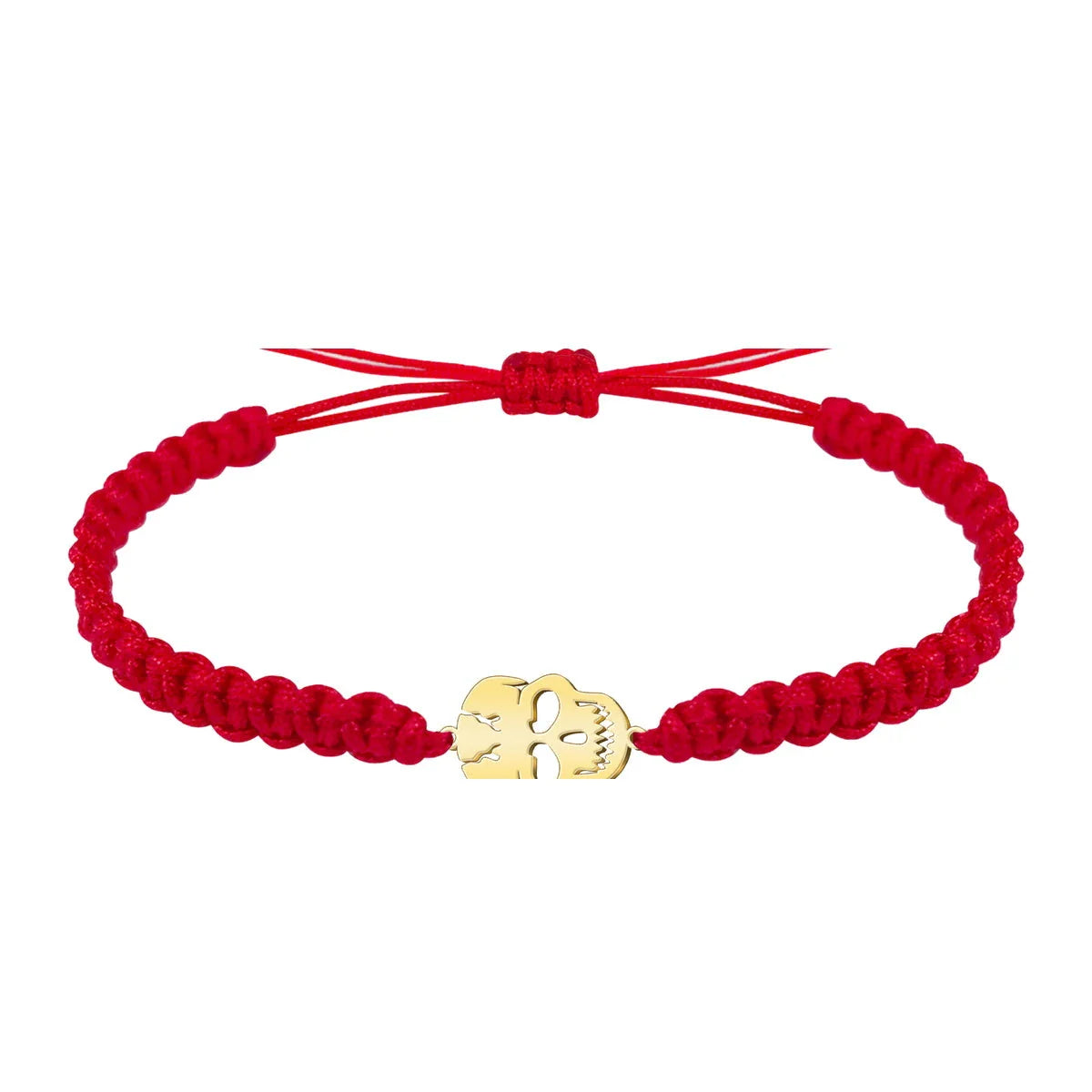 Pulsera Hilo Destino con Calavera Acero Dorado