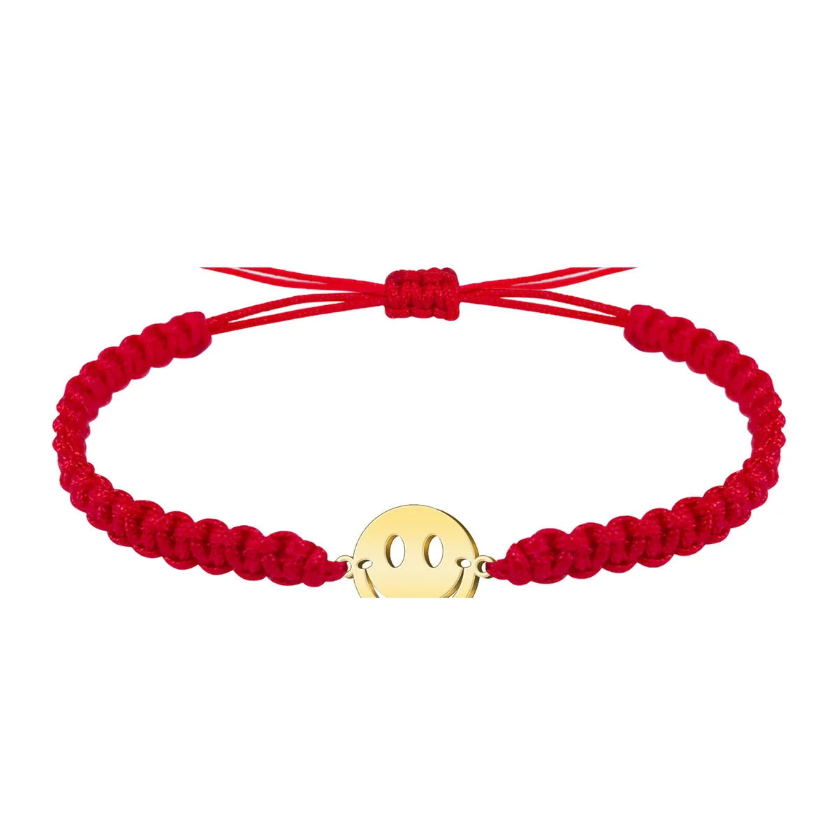 Pulsera Hilo Destino con Cara Sonriente Acero Dorado
