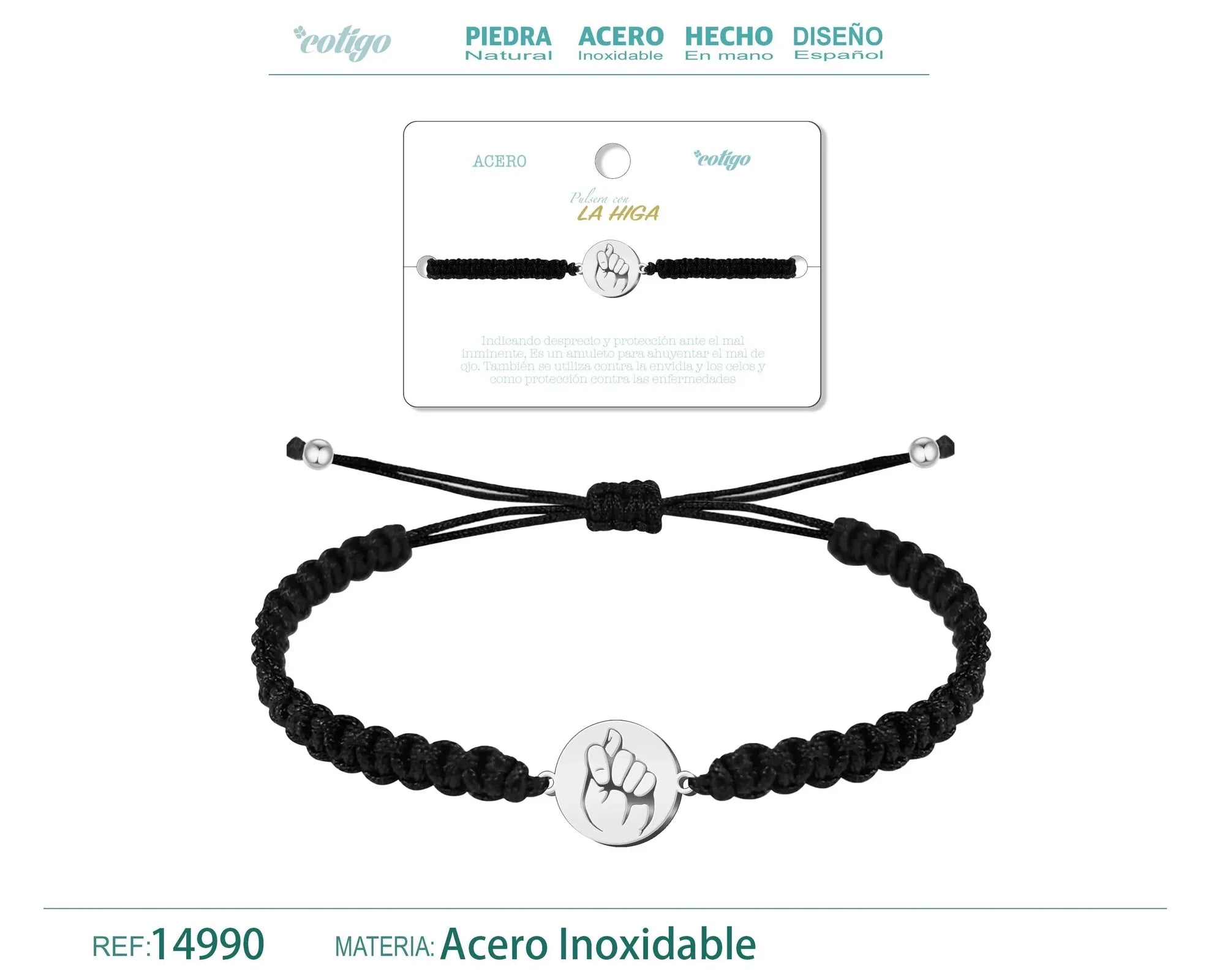 Pulsera Hilo Destino Higa Acero Plateado