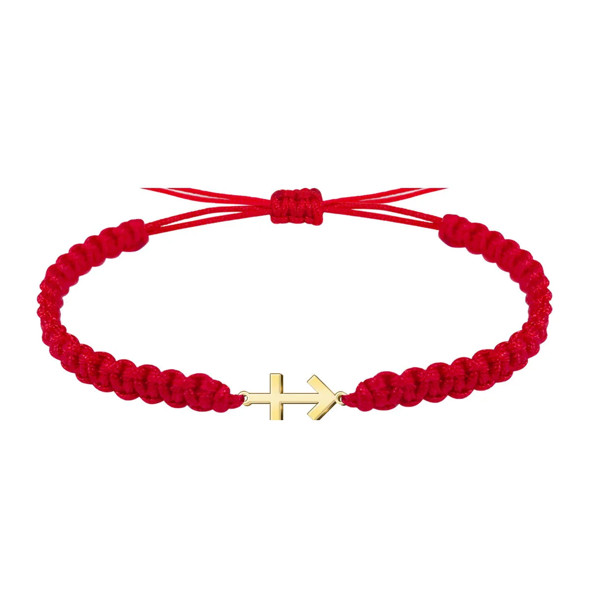 Pulsera Hilo Destino con Cruz Contra el Mal en Acero Dorado