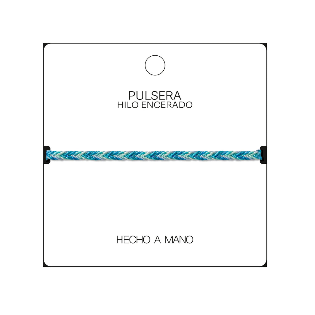 Pulsera Surfista de Hilo Encerado - Azul Turquesa detalle