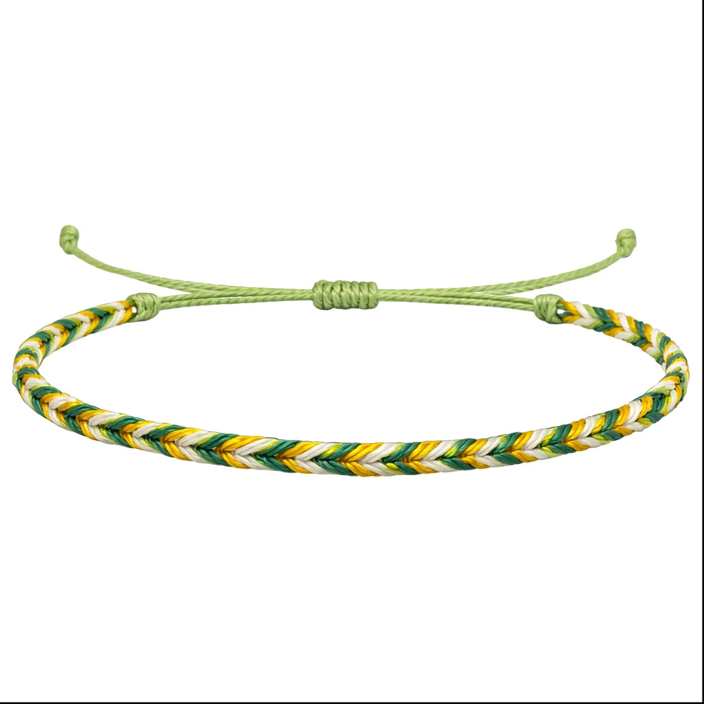 Pulsera Surfista de Hilo Encerado - Verde Y Amarillo