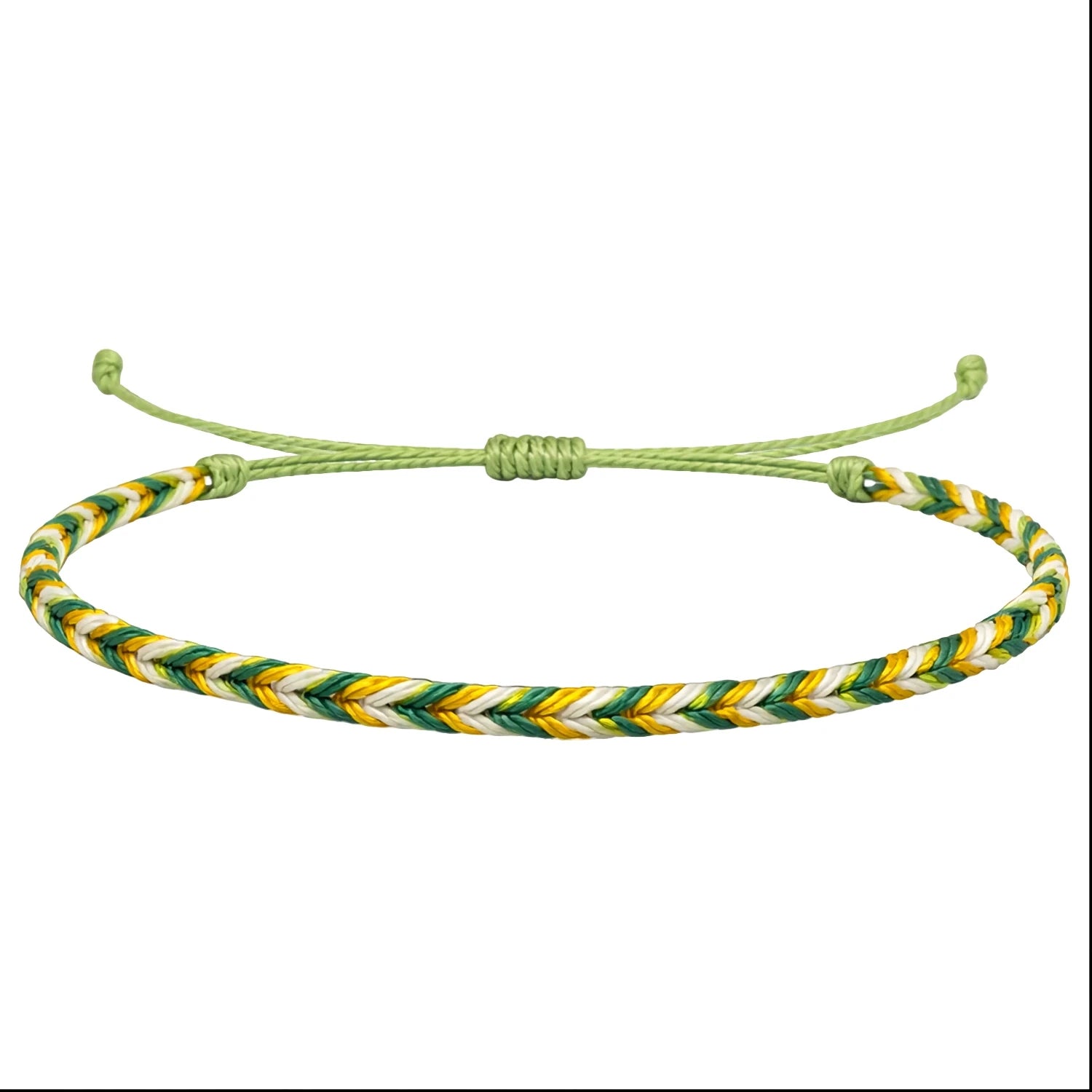 Pulsera Surfista de Hilo Encerado - Verde Y Amarillo