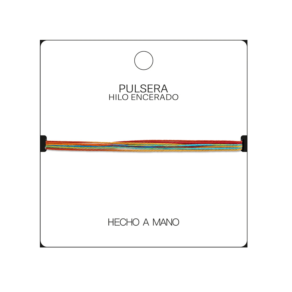 Pulsera Surfista de Hilo Encerado - Rojo, Amarillo Y Turquesa detalle