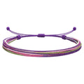 Pulsera Surfista de Hilo Encerado - Rosa, Morado Y Verde
