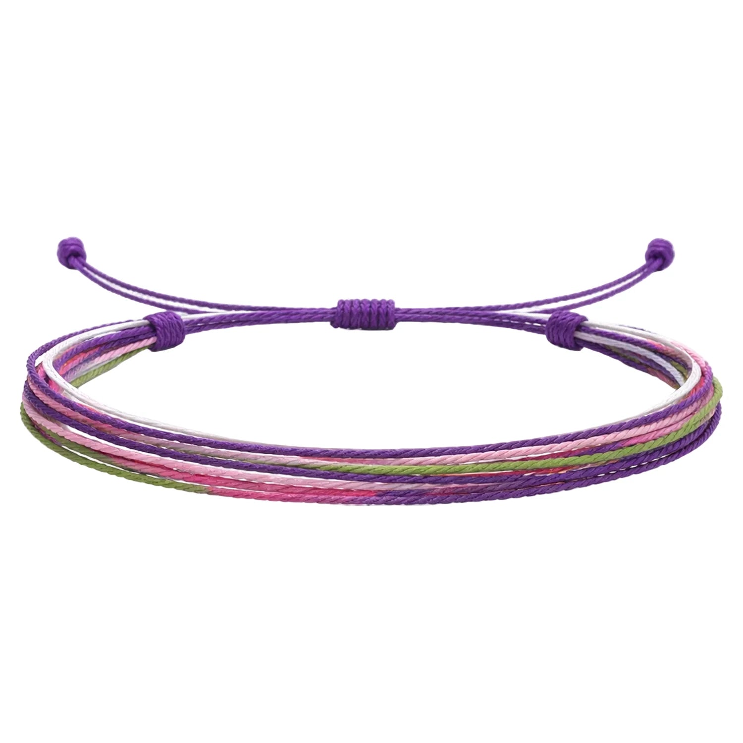 Pulsera Surfista de Hilo Encerado - Rosa, Morado Y Verde