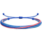 Pulsera Surfista de Hilo Encerado - Azul, Rosa Y Turquesa