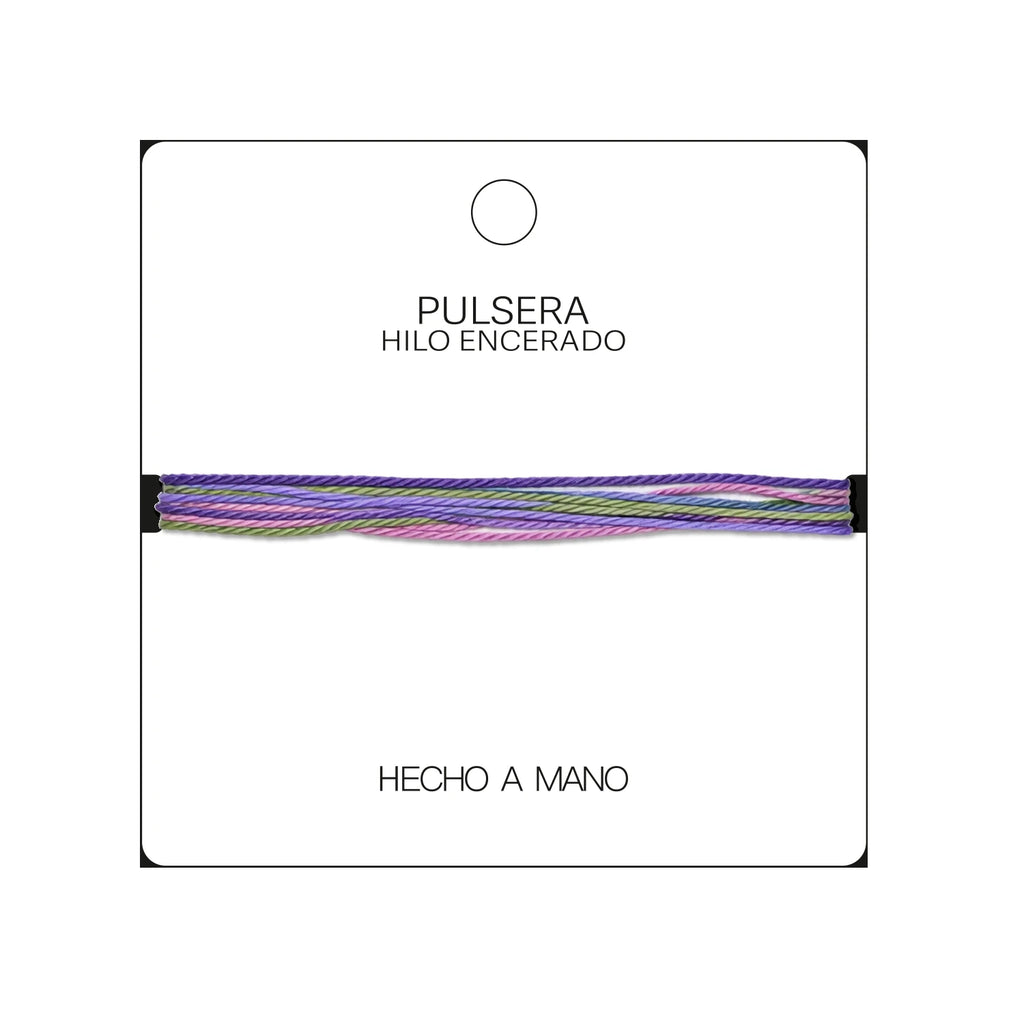 Pulsera Surfista de Hilo Encerado - Azul, Rosa Y Turquesa detalle