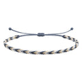 Pulsera Surfista de Hilo Encerado - Gris Y Blanco