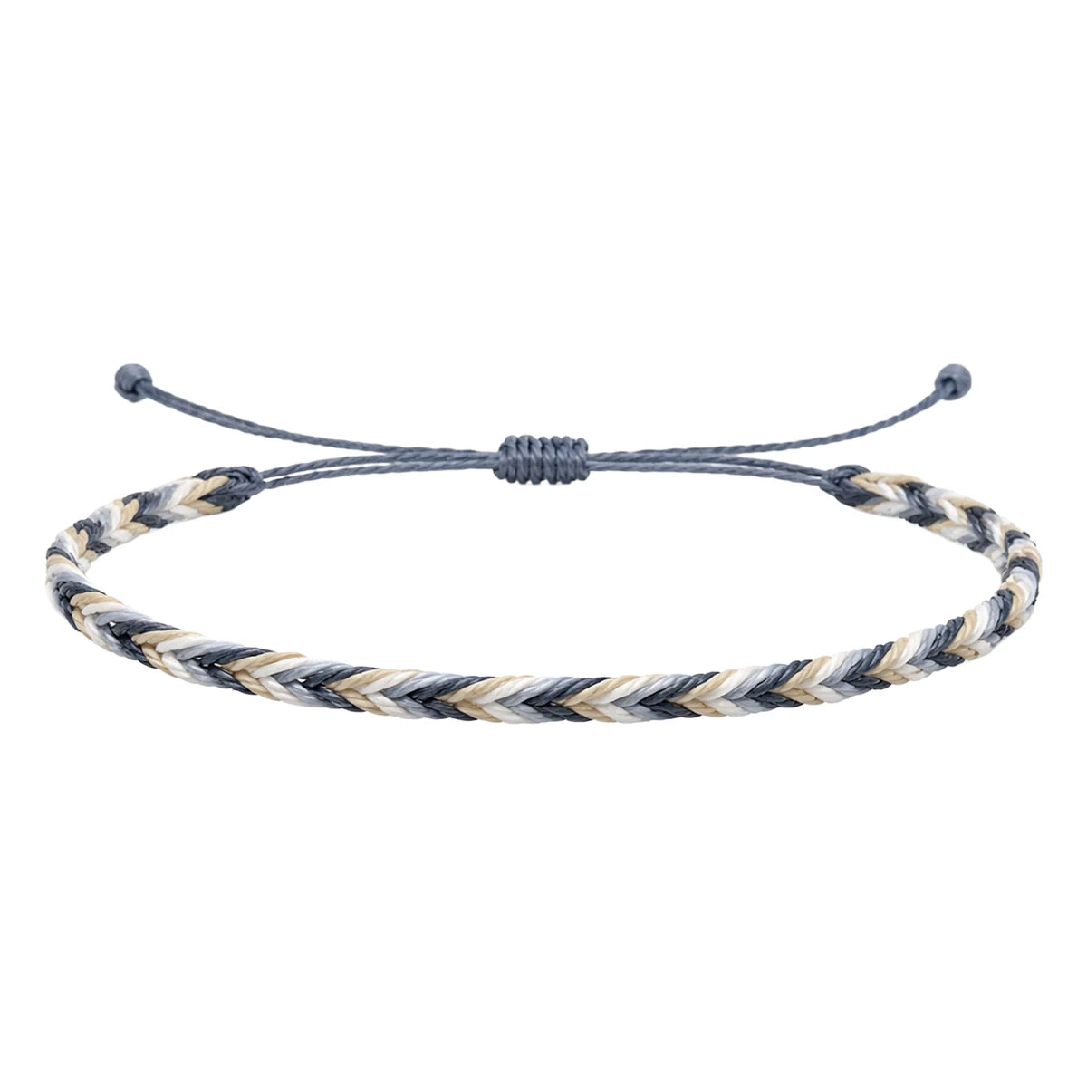 Pulsera Surfista de Hilo Encerado - Gris Y Blanco