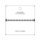 Pulsera Surfista de Hilo Encerado - Gris Y Blanco detalle