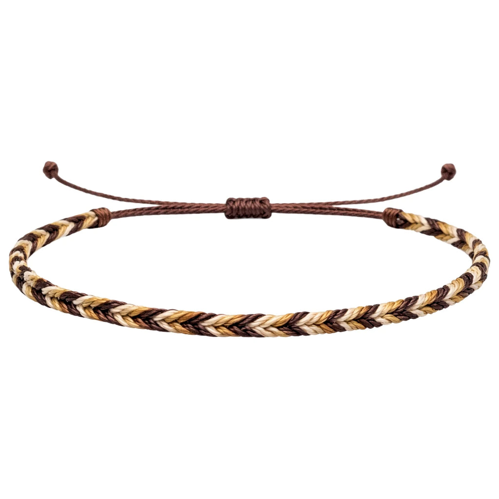 Pulsera Surfista de Hilo Encerado - Tonos Tierra