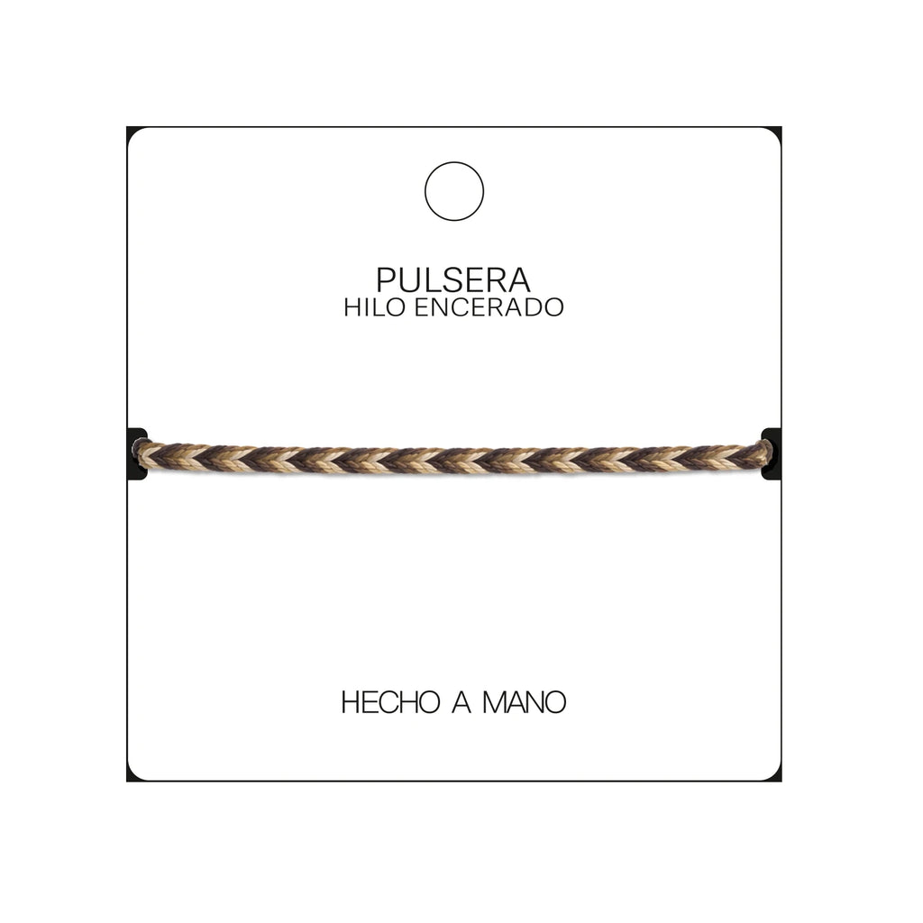 Pulsera Surfista de Hilo Encerado - Tonos Tierra detalle