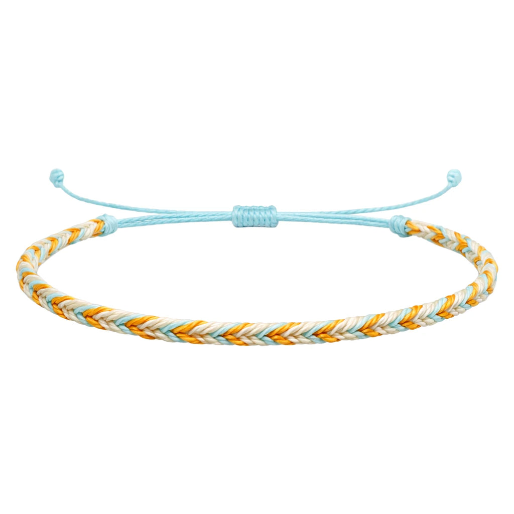 Pulsera Surfista de Hilo Encerado - Azul Y Oro