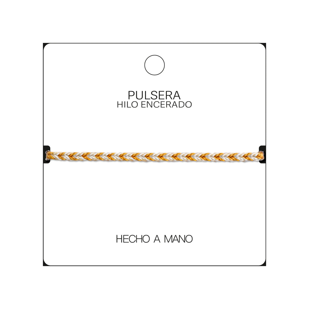Pulsera Surfista de Hilo Encerado - Azul Y Oro detalle