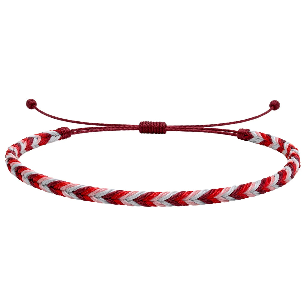 Pulsera Surfista de Hilo Encerado - Tonos Rojos