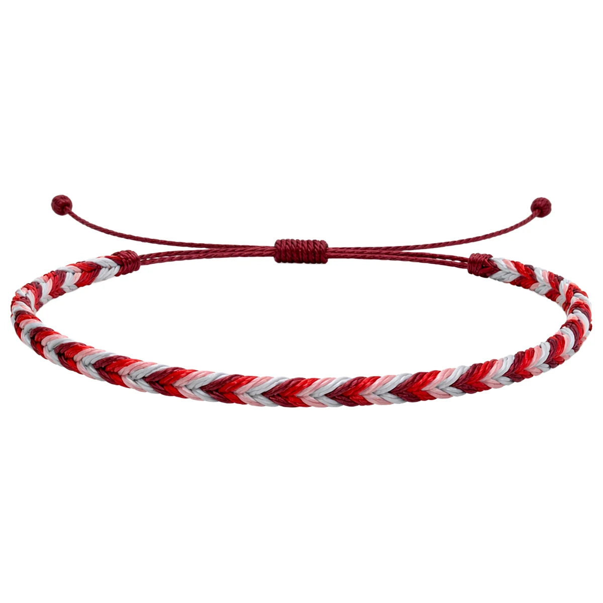 Pulsera Surfista de Hilo Encerado - Tonos Rojos