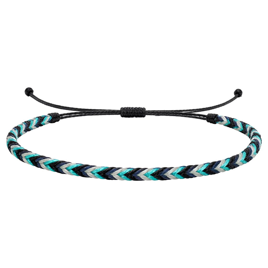 Pulsera Surfista de Hilo Encerado - Azul Océano