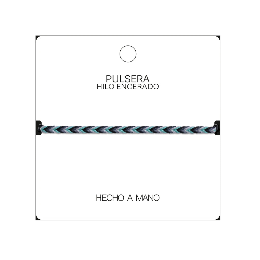 Pulsera Surfista de Hilo Encerado - Azul Océano detalle