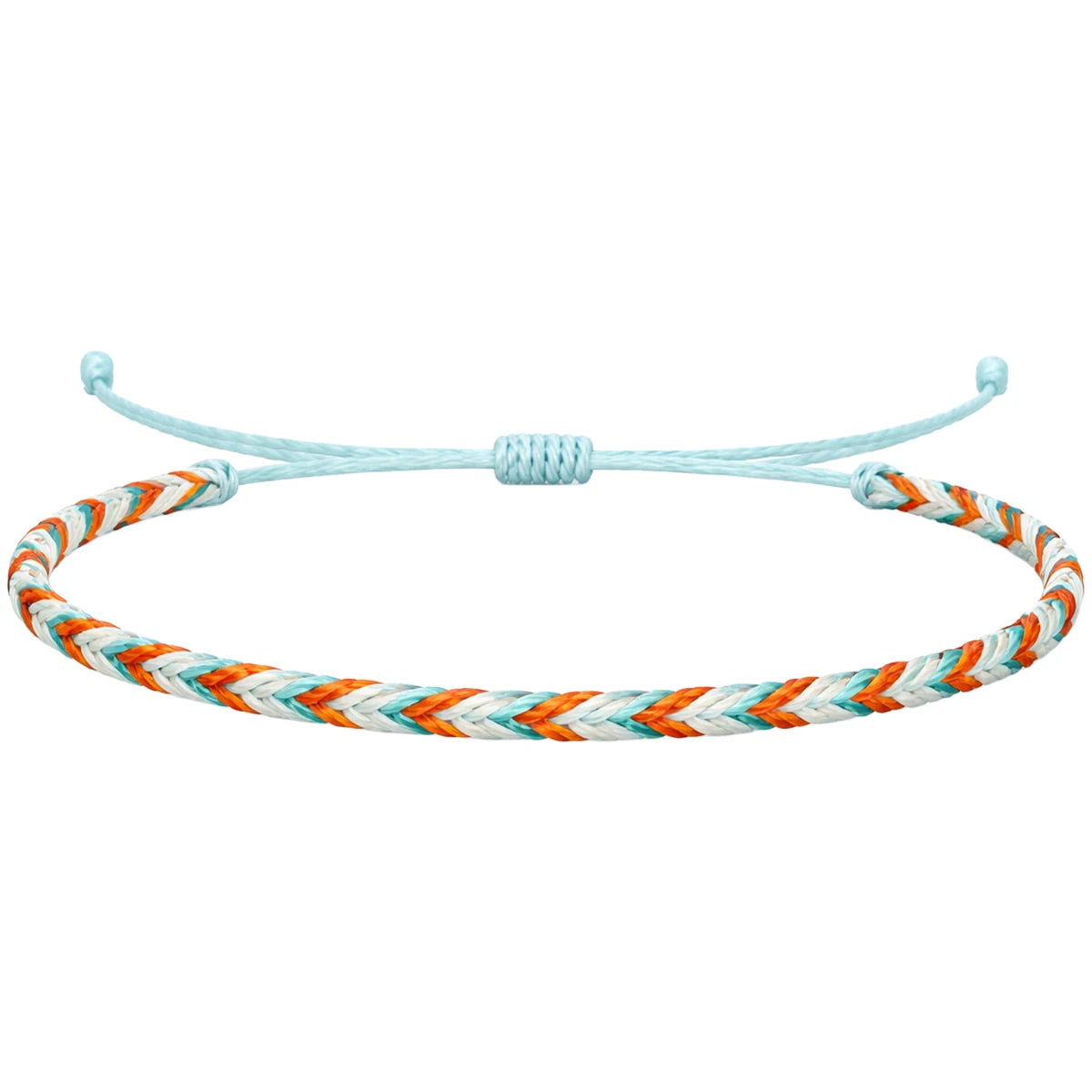 Pulsera Surfista de Hilo Encerado - Azul Y Naranja