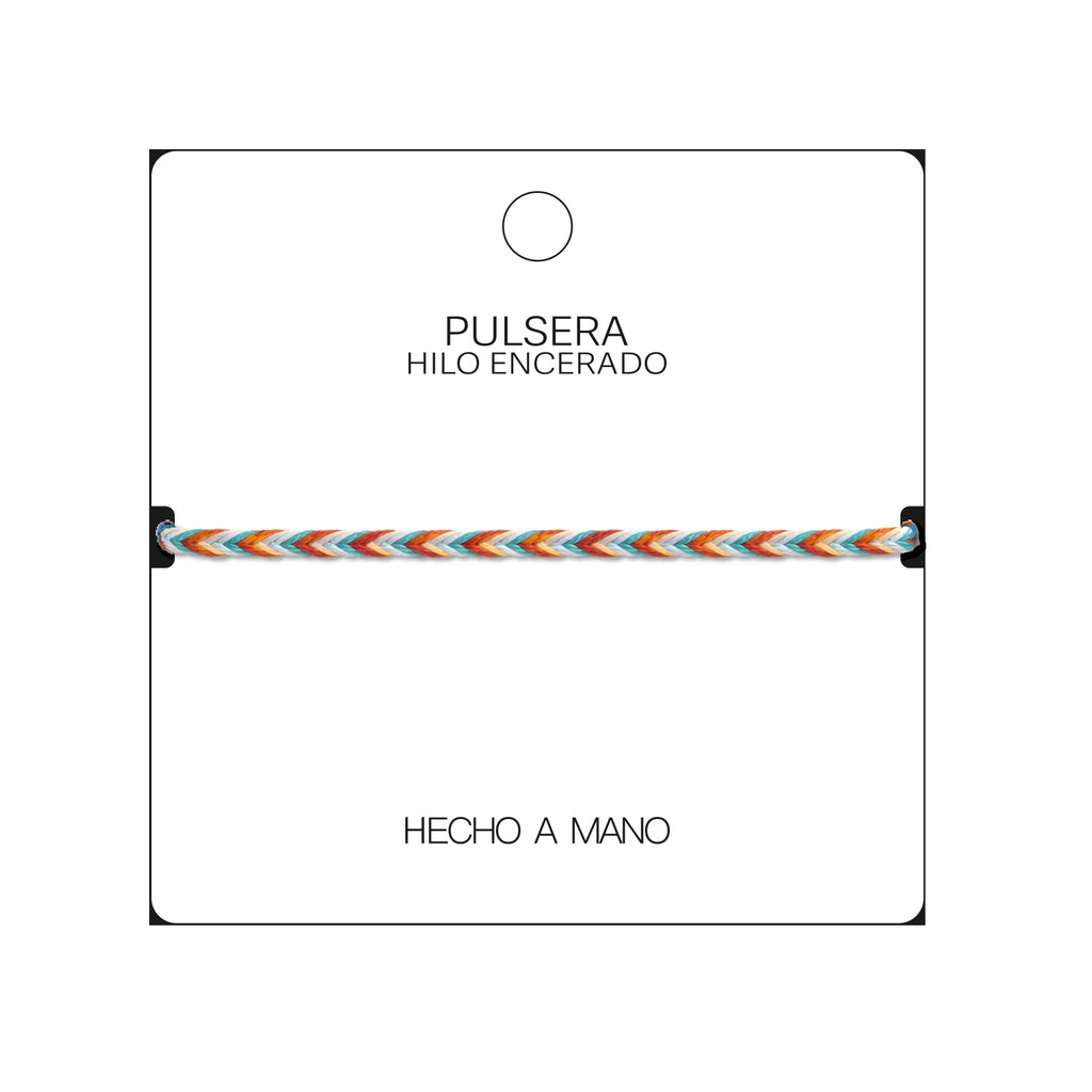 Pulsera Surfista de Hilo Encerado - Azul Y Naranja detalle