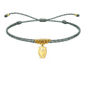 Pulsera Hilo Encerado Búho Acero Dorado