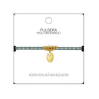 Pulsera Hilo Encerado Búho Acero Dorado detalle