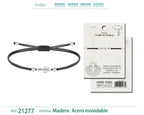Pulsera Hilo Encerado con la Flecha Camino de Santiago Acero Plateado textura