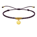 Pulsera Hilo Encerado Cara Sonriente Acero Dorado