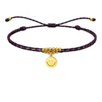 Pulsera Hilo Encerado Cara Sonriente Acero Dorado