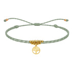 Pulsera Hilo Encerado con Colgante Arbol de Vida en Acero Dorado