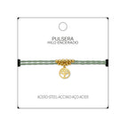 Pulsera Hilo Encerado con Colgante Arbol de Vida en Acero Dorado detalle
