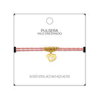 Pulsera Hilo Encerado con Colgante Delfin en Acero Dorado detalle