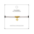 Pulsera Hilo Encerado con Colgante Nudo de Bruja en Acero Dorado detalle