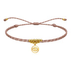 Pulsera Hilo Encerado con Colgante Ojo Turco en Acero Dorado