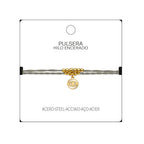 Pulsera Hilo Encerado con Colgante Ojo Turco en Acero Dorado detalle