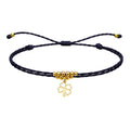 Pulsera Hilo Encerado con Colgante Trebol en Acero Dorado