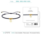 Pulsera Hilo Encerado con Colgante Trebol en Acero Dorado detalle