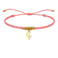 Pulsera Hilo Encerado Gato Acero Dorado