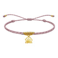 Pulsera Hilo Encerado Huella de Gato Acero Dorado